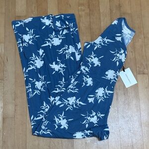 Blue Floral Surplice Jumpsuit Size L